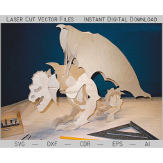 Alas Monster 3D, Corte Láser Vector Plantilla