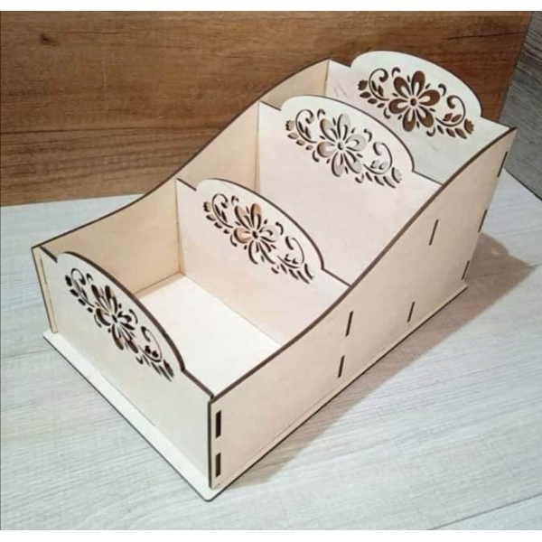 Laser Cut Spice Box Vektor Skabelon med Blomster Dividers Laser Cut Spice Box Vektor Skabelon med Blomster Dividers