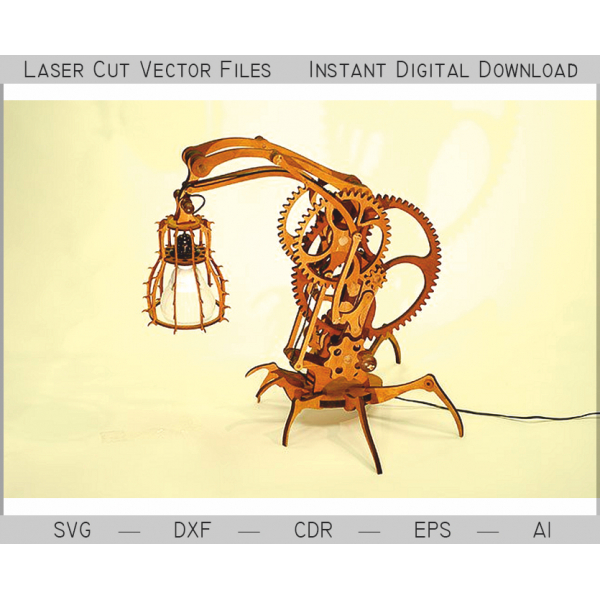Štír Lampa Vektor Šablona — Steampunk Laser Cut Design