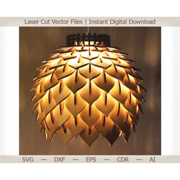 Pinecone Ripats, Lamp, Laser Cut Vector Template Pinecone Ripats, Lamp, Laser Cut Vector Template