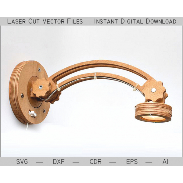 Adjustable Wooden Wall Lamp Vector Template for Laser Cutting Adjustable Wooden Wall Lamp Vector Template for Laser Cutting