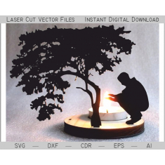 Candlestick ሰው በመንፈስ ዛፍ - ሻይ ብርሃን Silhouette አዳዲስ ቅድሚያ ቅድሚያ ቅፅ