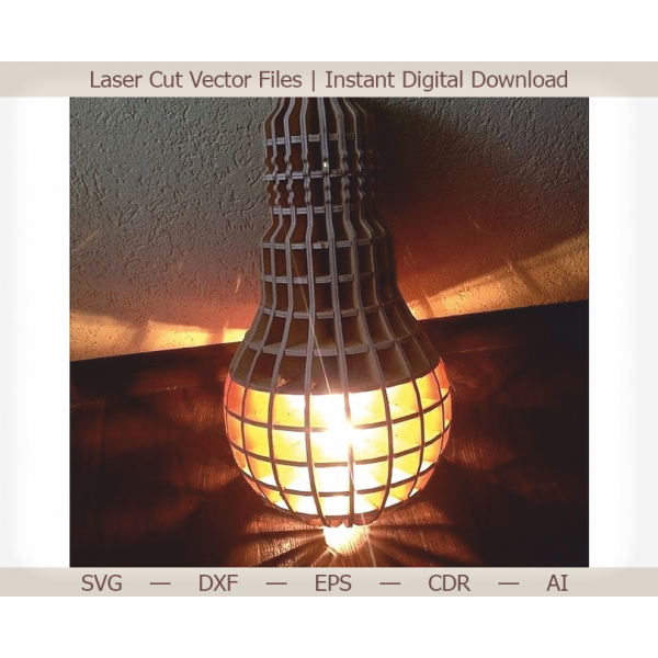Lampadina Griglia Lampada A Sospensione - Taglio Laser File Vettoriale Lampadina Griglia Lampada A Sospensione - Taglio Laser File Vettoriale