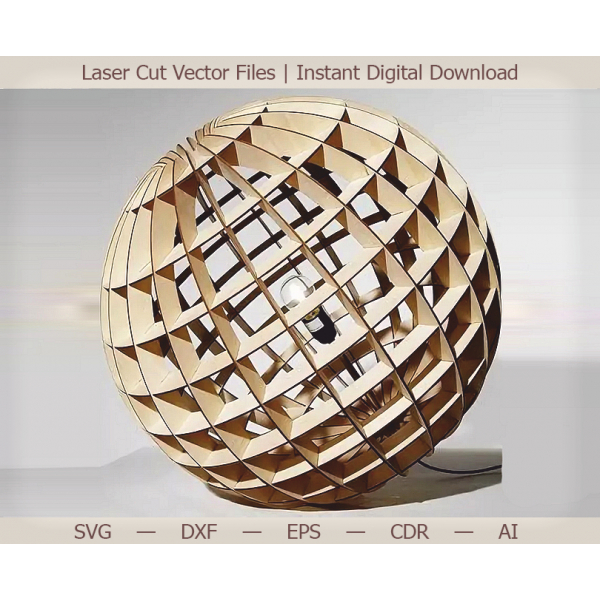 Corte a Laser Esférica Lâmpada Vetor de Modelo - SVG DXF EPS AI Corte a Laser Esférica Lâmpada Vetor de Modelo - SVG DXF EPS AI