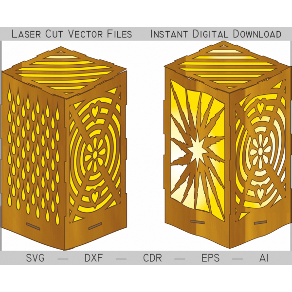 Carved Lamp Laser Cut Vector Template — SVG DXF AI EPS CDR Carved Lamp Laser Cut Vector Template — SVG DXF AI EPS CDR