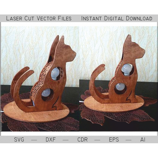고양이 램프 레이저 절단 벡터 파일 DIY 합판 밤 빛 고양이 램프 레이저 절단 벡터 파일 DIY 합판 밤 빛