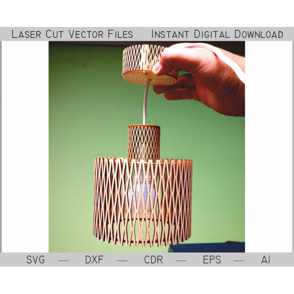 Diamant Rooster Hanglamp Vector Sjabloon voor Laser Snijden