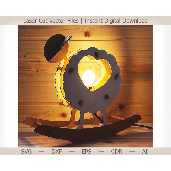 Dondolo Pecore Lampada Taglio Laser File Vettoriale Dondolo Pecore Lampada Taglio Laser File Vettoriale