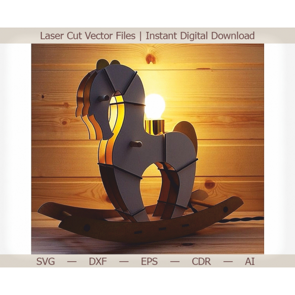 Houpací Kůň Lampa Laser Cut Vektorové Souboru