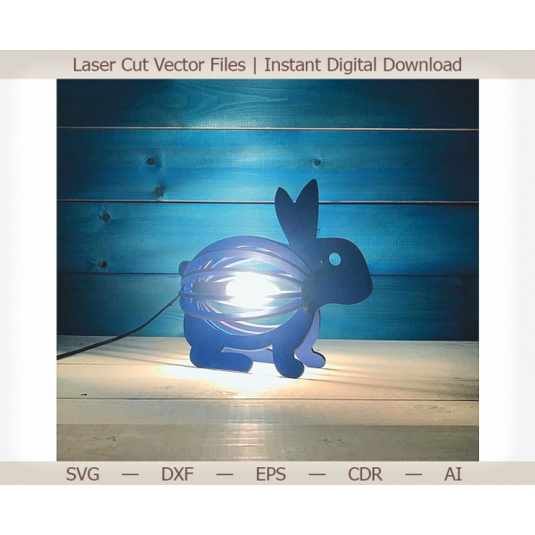 Rabbit Lamp Vector Template — Bunny Night Light SVG & DXF Rabbit Lamp Vector Template — Bunny Night Light SVG & DXF