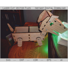Dog Lamp Vector Template — Laser Cut Wooden Desk Lamp with Storage