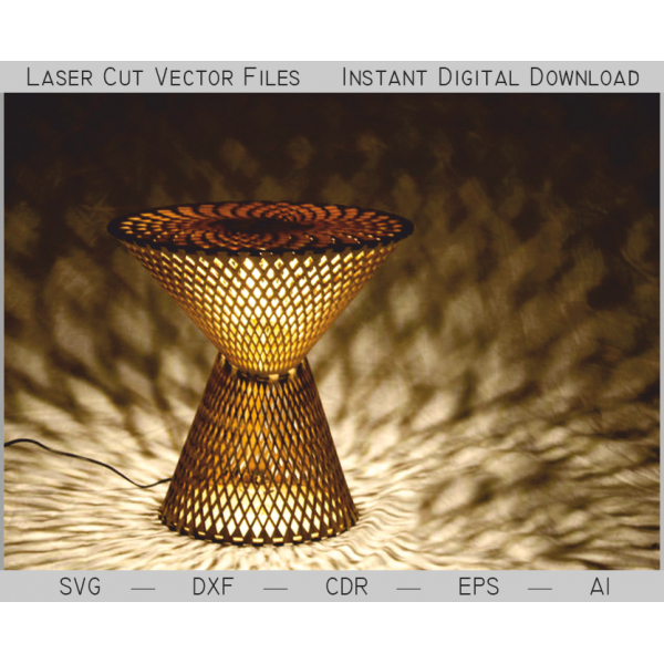 Hourglass Mesh Table Lamp - Laser Cut Vector File (SVG, DXF, AI, EPS, CDR) Hourglass Mesh Table Lamp - Laser Cut Vector File (SVG, DXF, AI, EPS, CDR)