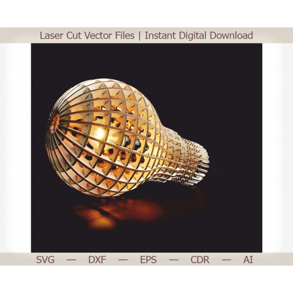 3D Bulb Lamp Laser Cut Vector Template 3D Bulb Lamp Laser Cut Vector Template