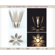 Blomst Kronblad Lampe Laser Cut Vektor-Fil