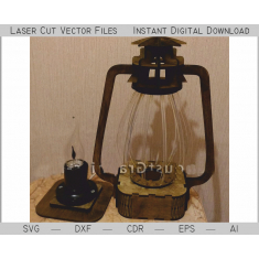 Vintage Lanterna Lampada - Taglio Laser Modello Vettoriale