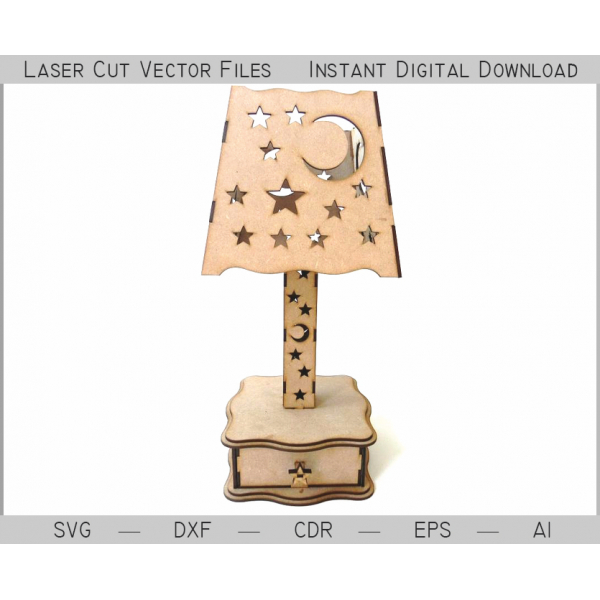 Luna și Stelele Lampa de Noapte cu Laser Tăiat Fișier Vector Luna și Stelele Lampa de Noapte cu Laser Tăiat Fișier Vector