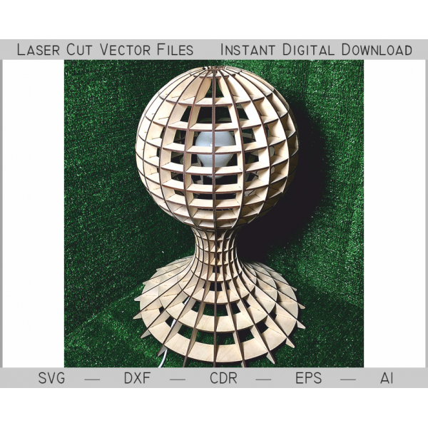 Geométrica Da Esfera Candeeiro De Mesa - De Corte A Laser De Arquivos Vetoriais Geométrica Da Esfera Candeeiro De Mesa - De Corte A Laser De Arquivos Vetoriais