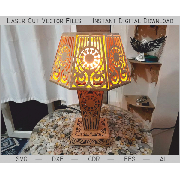 Laser Cut sengelampe Vektor Skabelon — Udsmykkede Natbord Lampe SVG Laser Cut sengelampe Vektor Skabelon — Udsmykkede Natbord Lampe SVG