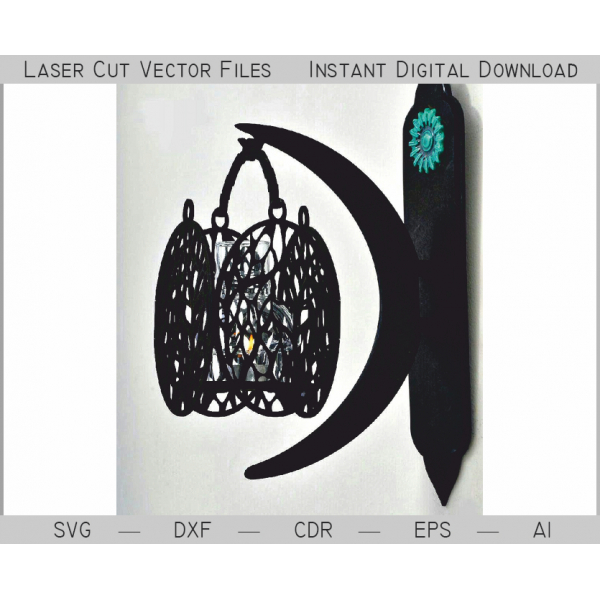 Crescent Nástěnné Světlo Laser Cut Vektor Šablona Crescent Nástěnné Světlo Laser Cut Vektor Šablona