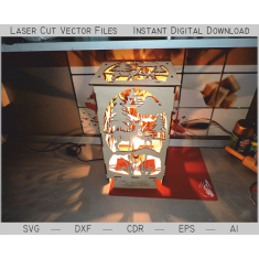 Forest Deer Lamp - Laser Cut Vector Template