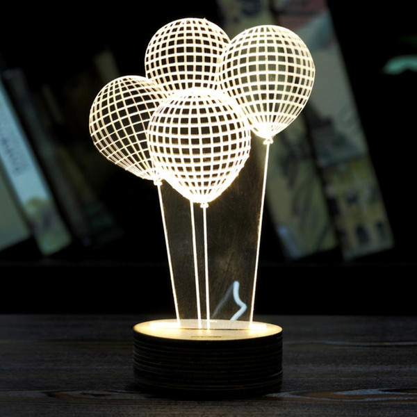 Balon Oblike 3D LED Nočna Lučka Vektorske Datoteke za Lasersko Rezanje