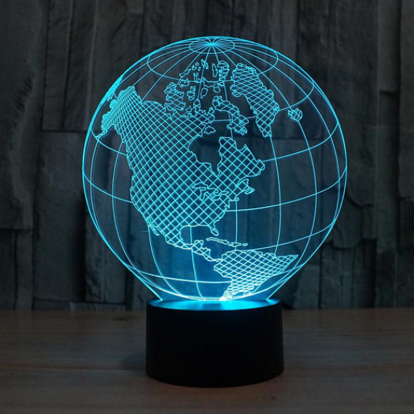 Globe 3D Illusion Lamp Vector File for Laser Cutting