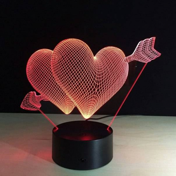 3D Herz LED Nacht Licht Laser Schneiden Datei 3D Herz LED Nacht Licht Laser Schneiden Datei
