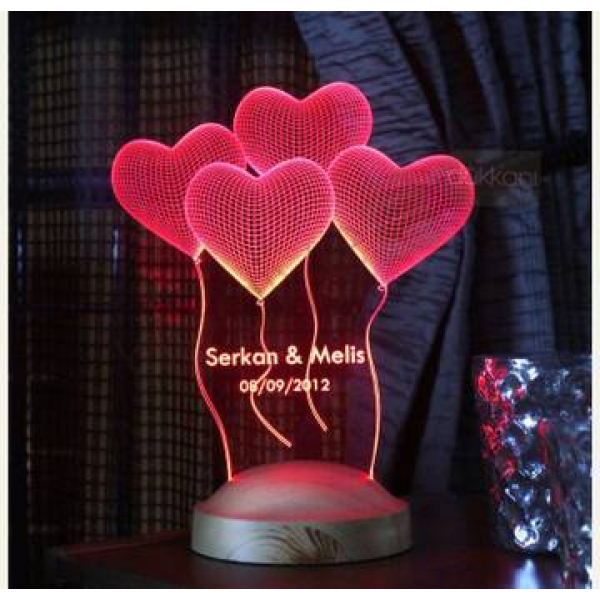 Heart Balloons LED Lamp Laser Cut Vector File Heart Balloons LED Lamp Laser Cut Vector File