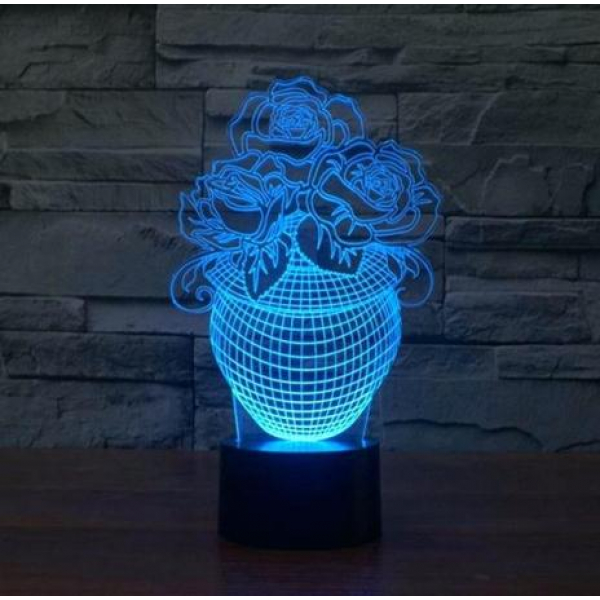 Rose i en Vase 3D-Illusion Lampe Laserskæring Fil (SVG -, DXF -) Rose i en Vase 3D-Illusion Lampe Laserskæring Fil (SVG -, DXF -)