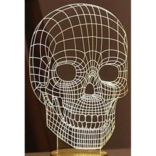 3D Skull Lamp Vector Template for Laser Cutting