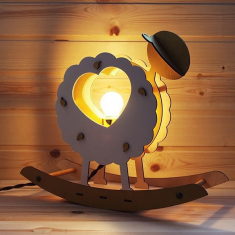 Dondolo Agnello Lampada - Taglio Laser Modello Vettoriale