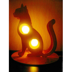 Cat ຕອນກາງຄືນໄຟ-Laser ຕັດແມ່ແບບ Vector