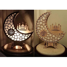 Crescent Mošee Laterna Vektori Malli Laser Cutting