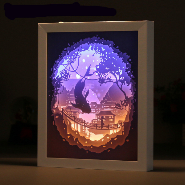 Lampada Regno Strati Koi Ombra Casella Di Taglio Laser File Lampada Regno Strati Koi Ombra Casella Di Taglio Laser File