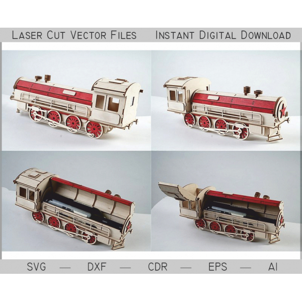 Steam Locomotive Minibar Laser Cut Vector Template Steam Locomotive Minibar Laser Cut Vector Template