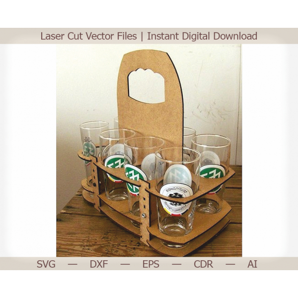 כוס זכוכית נושאת וקטור תבנית חיתוך לייזר (SVG DXF EPS AI CDR) כוס זכוכית נושאת וקטור תבנית חיתוך לייזר (SVG DXF EPS AI CDR)