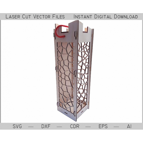 Vyřezávané Láhev Box Laser Cut Vektorové Souboru — Geometrické Víno Dárková Krabice Vyřezávané Láhev Box Laser Cut Vektorové Souboru — Geometrické Víno Dárková Krabice