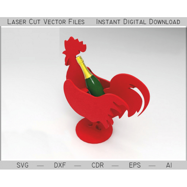 خروس مینی نگهدارنده بطری - لیزر برش فایل وکتور (SVG DXF, AI, EPS, CDR) خروس مینی نگهدارنده بطری - لیزر برش فایل وکتور (SVG DXF, AI, EPS, CDR)