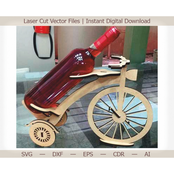 Penny-Farthing بطری شراب دارنده لیزر برش فایل وکتور Penny-Farthing بطری شراب دارنده لیزر برش فایل وکتور