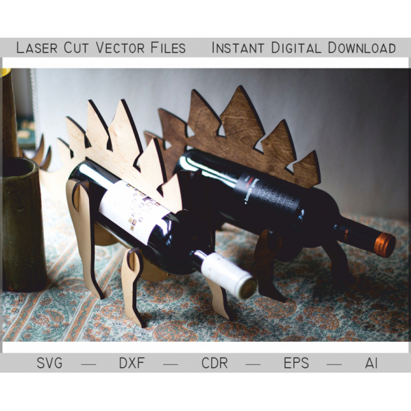 Dinosaure Bouteille Stand - Découpé Au Laser De Fichier Vectoriel