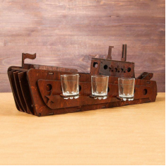 Mini-bar Drewniany Statek - Wektor szablon do Cięcia Laserem