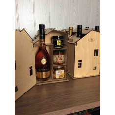 Chimney House-Wein-Geschenk-Box - Vektor-Laser-Schnitt-Dateien