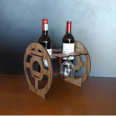 Dřevěné Kolo Stojan Na Víno - Laserové Řezání Vektorové Souboru