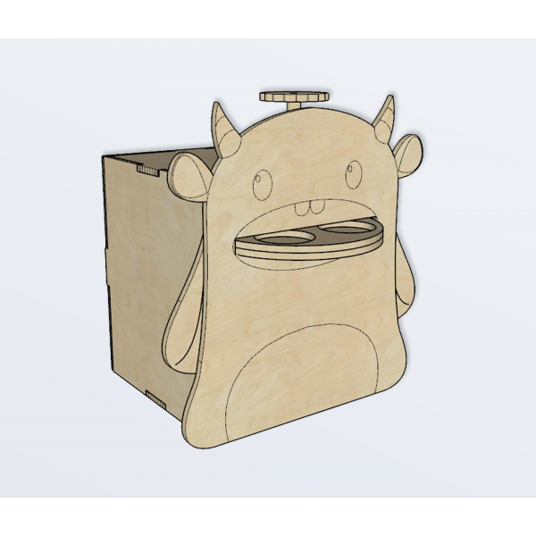 Monster sparegris — Laser Cut Vektor-Fil (SVG -, DXF -, PDF) Monster sparegris — Laser Cut Vektor-Fil (SVG -, DXF -, PDF)