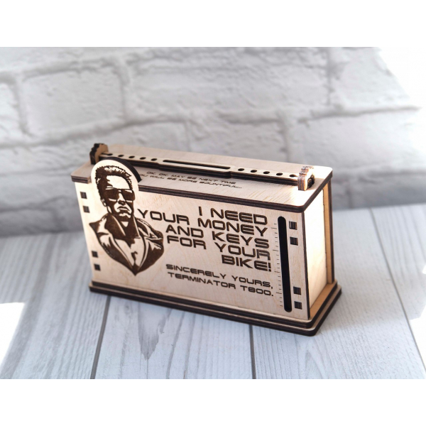 Piggy Bank Gift — Laser Cut Vector Template (Biker Robot Money Box) Piggy Bank Gift — Laser Cut Vector Template (Biker Robot Money Box)