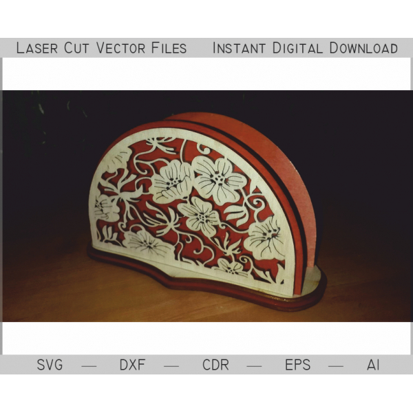 Guardanapo Titular com Padrão Floral - Corte a Laser Modelo de Vetor de