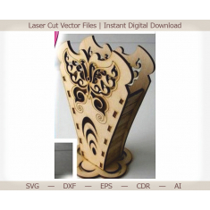 Butterfly Tužka Držák - Laser Cut Vektor Šablona