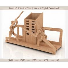 Bleistift-Fechter-Schreibtisch - Organizer- Laser-Cut-Vektor-Vorlage