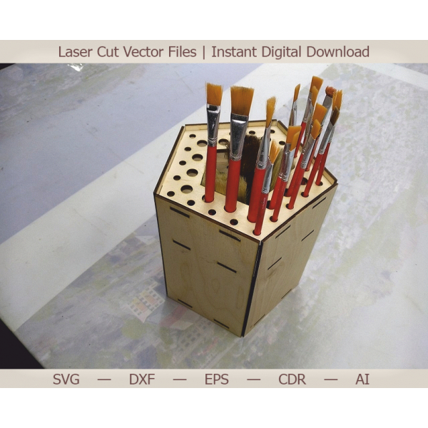 Brush Organizer Laser Cut Vector File for Plywood and Acrylic Brush Organizer Laser Cut Vector File for Plywood and Acrylic