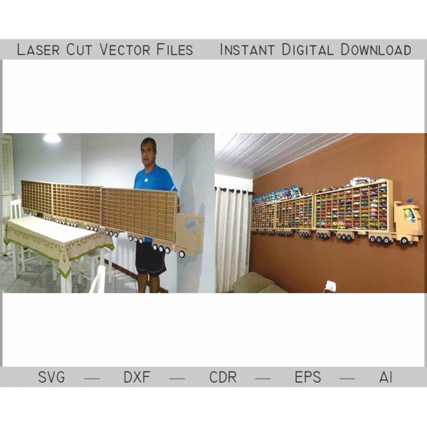 Semi-Trailer Wall Organizer Vector Template for Model Cars